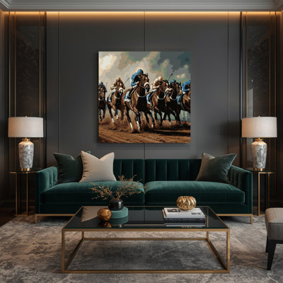 Sports Horse Racing Gray Canvas Wall Art