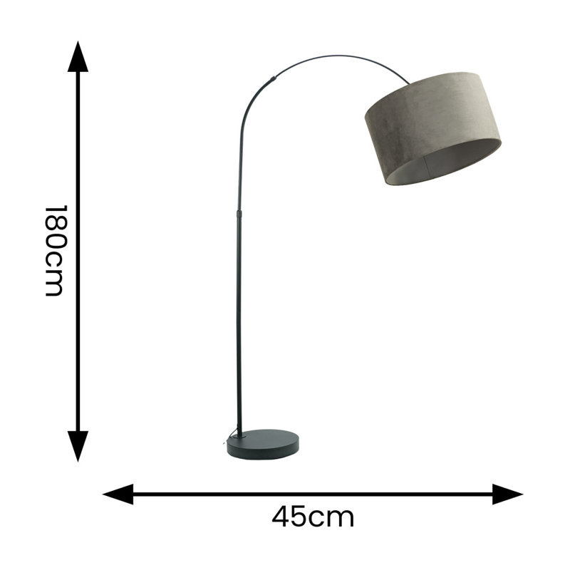 Rinnah 180cm Matte Traditional Floor Lamp, Grey