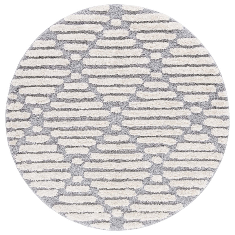 Hi-Lo Shag Performance Geometric Rug, Round 6'7"