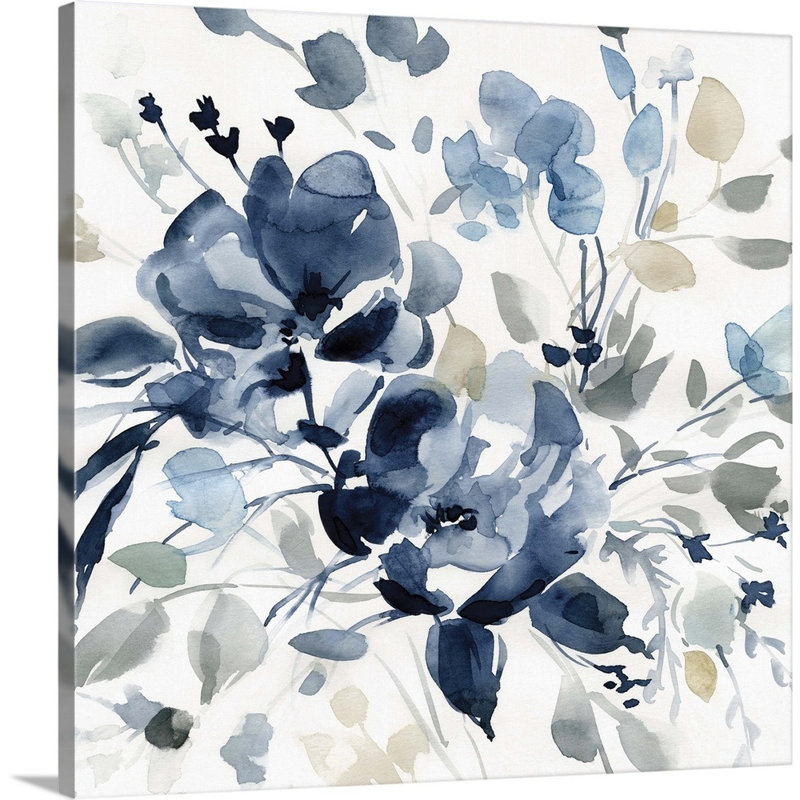 " Indigo Garden II " Painting Print, Wrapped Canvas, 16" H x 16" W x 1.25" D
