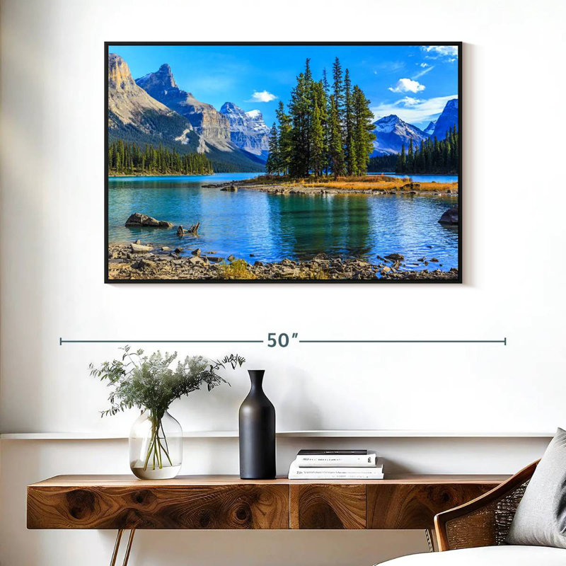 Lac Maligne, Cadre flottant noir, 40 po x 27 po