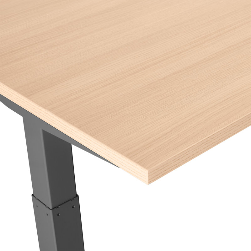 Bureau à hauteur réglable Series L, H 50,5 po x l 58 po x P 47,25 po, Gris anthracite / chêne naturel