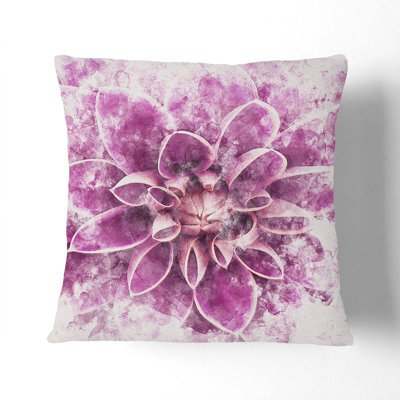 Dahlia Flower Watercolour Cushion with Filling