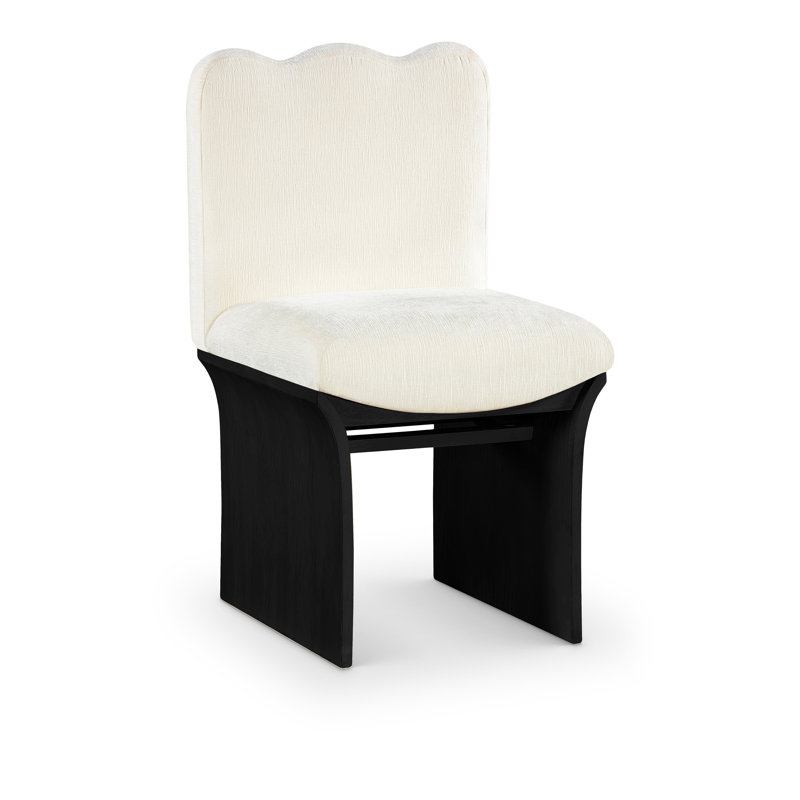 Shaw Cassady Chenille Fabric Upholstered Dining Chair, Cream Chenille Fabric, Black