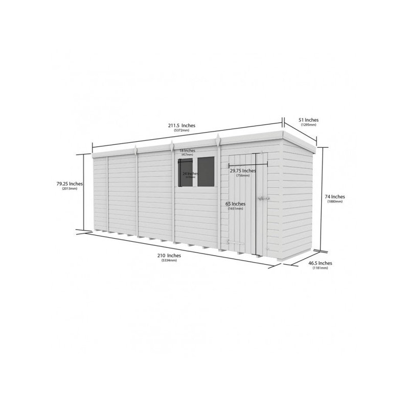 18x4 Pent Composite Shed
