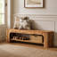 Banc de 63 po en bois massif, banc de rangement ouvert à 2 niveaux pour chaussures, banc de couloir rustique