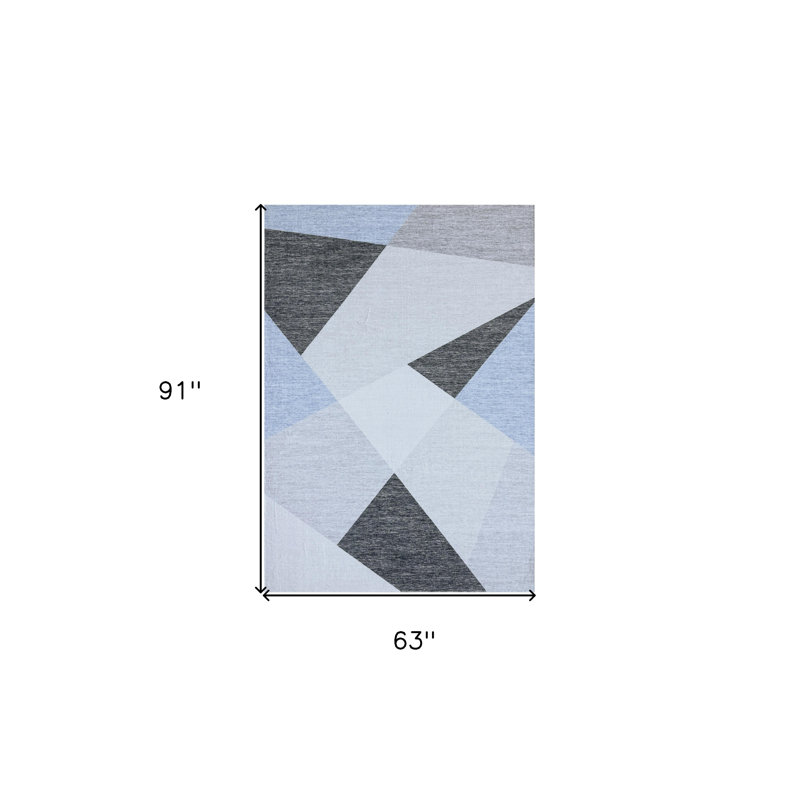 Tapis bleu et gris 5 pi x 8 pi