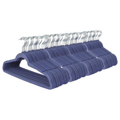 Harbour Housewares - Velvet Hangers - Non-Slip Coat Hangers with Trouser Bar