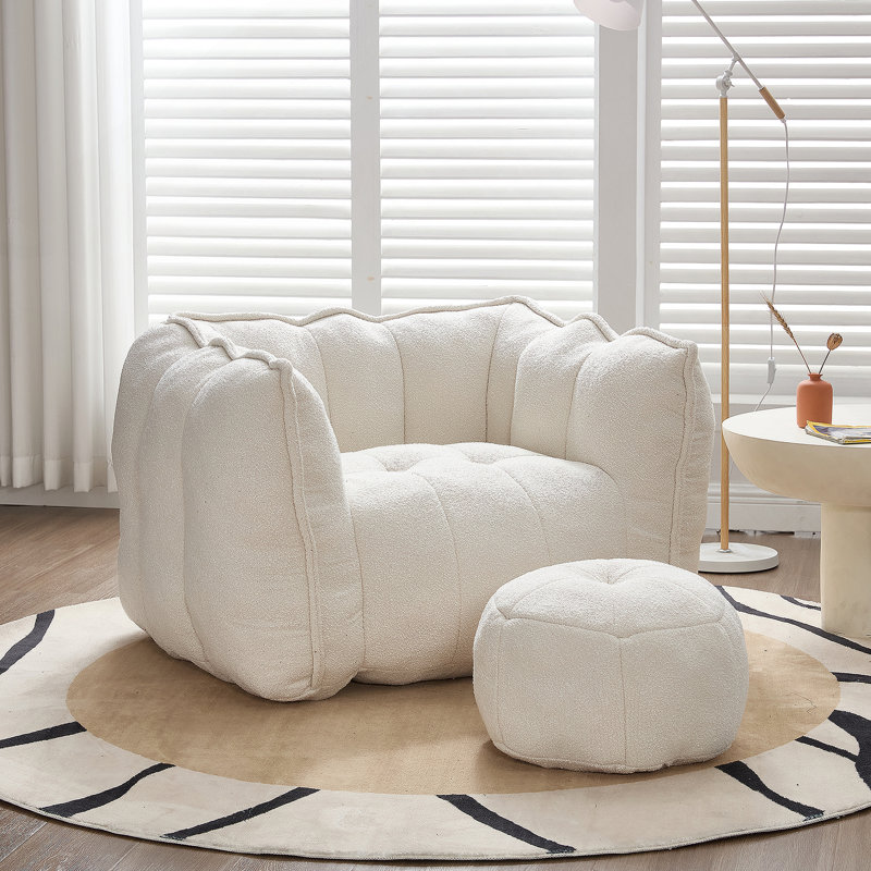 Luxueux fauteuil à billes en chenille avec mousse haute résilience, parfait pour des sièges confortables et polyvalents dans n'importe quelle pièce