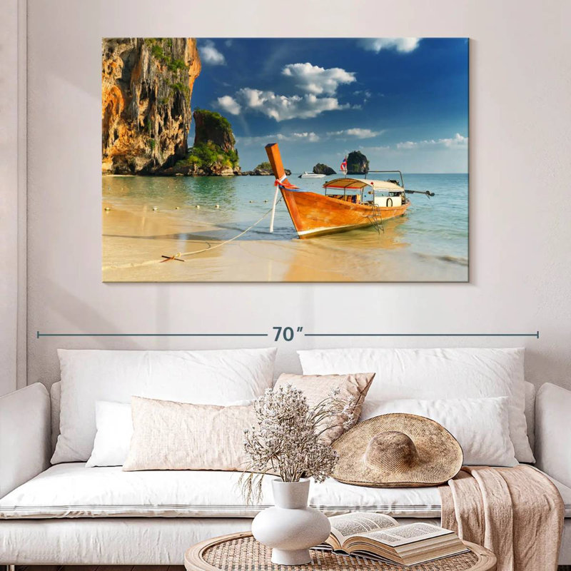 Mehar Boat At Railay Beach, 34" H x 51" W