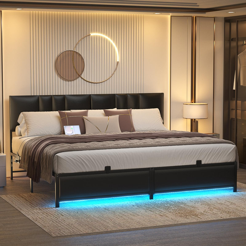 Lit plateforme tapissier Hamerton, Black, Très grand