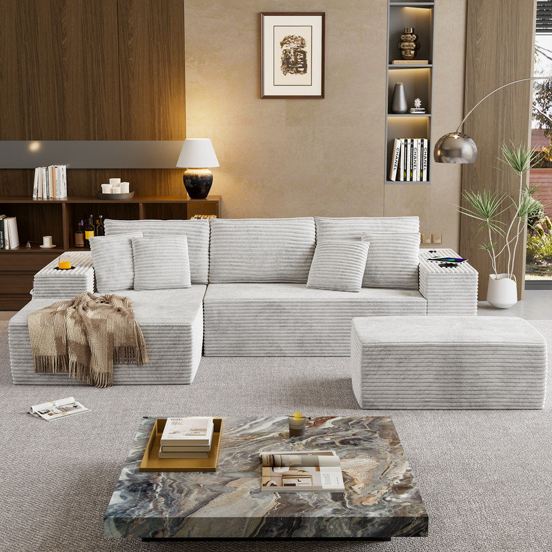 Latitude Run® 104" Modular Cloud Couch & L Shaped Couch Sectional with ...