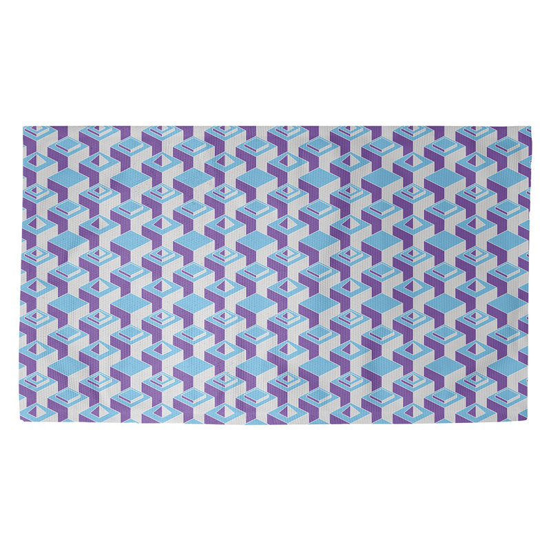 Gratte-ciel bleu/mauve Tapis décoratif, Rectangle 2 pi x 3 pi