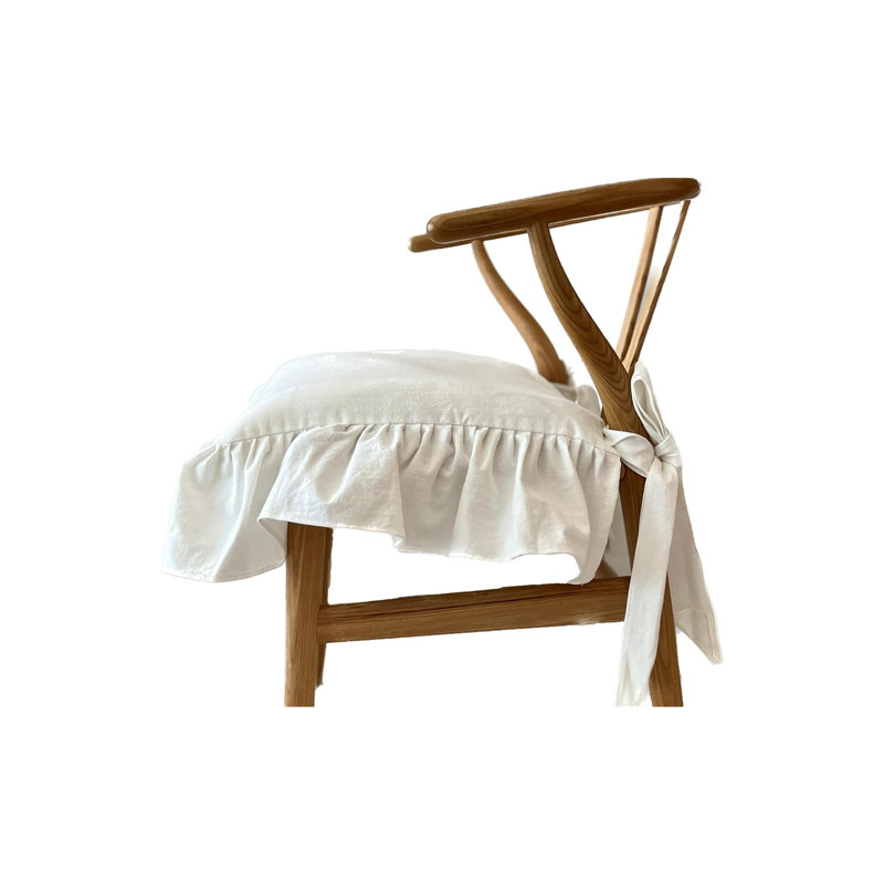 Housse pour coussin de chaise de ferme avec volants, blanc uni