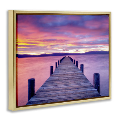 "Purple Sunset Dock", art mural sur toile flottante par Dennis Frates
