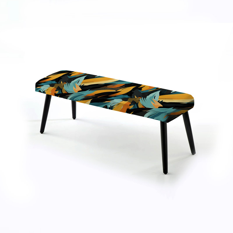 Tribal Camo Fusion II - Abstract Upholstered Black Bench