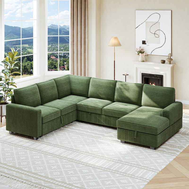 114" modular sectional sofa, corduroy l shaped modular sofa, sectional couches for living room, bedroom and apartment