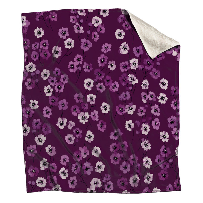 Jeté en molleton Fleurs - Jeté floral pour canapés ou lits, L 60 po x H 80 po