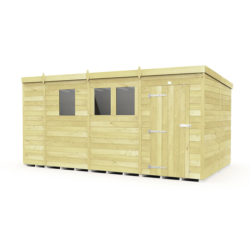 13ft x 8ft Pent Shed - Single Door with Windows