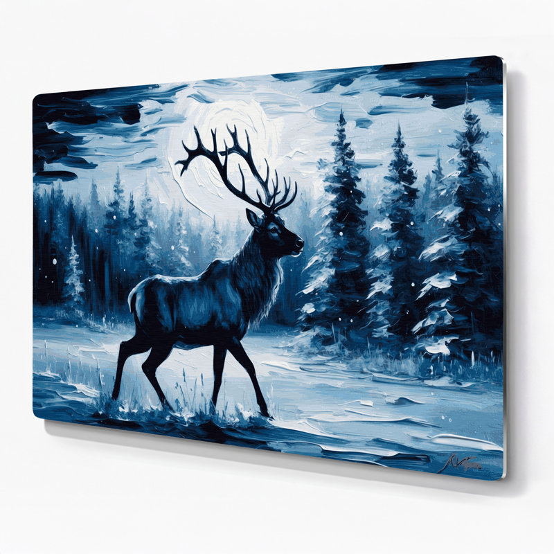 «Christmas Reindeer Silhouettes», art mural en métal bleu, H 240 po x l 240 po x P 0,05 po