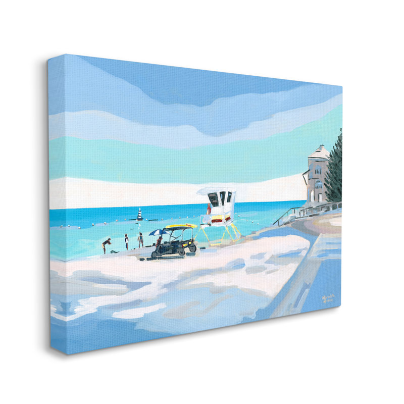 «Highland Dunes Blue and White Beach on Canvas» par Meredith Howse, reproduction, H 30 po x l 40 po x P 1,5 po