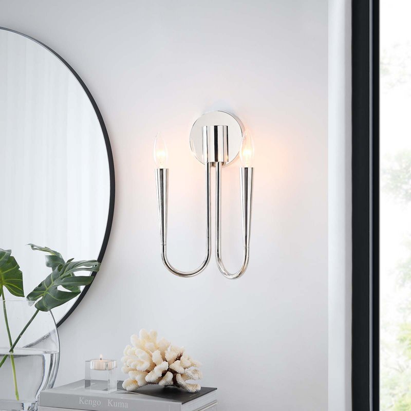 Polished Nickel Modern 2-Light Wall Sconce