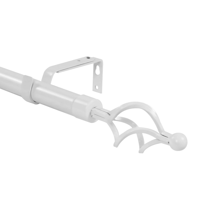 Redekar Steel Adjustable Single Curtain Rod, 28" - 48" W, Glossy White