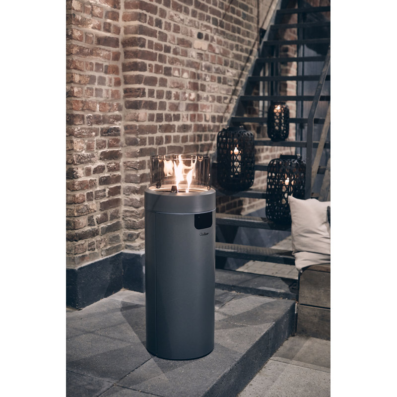 Armentha Round Steel Propane Smokeless Fire Column, 76cm H x 40cm W x 40cm D, Black