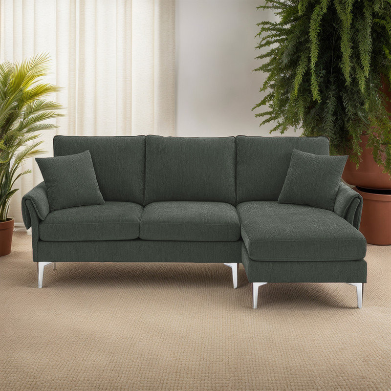 Canapé modulaire 2 pièces Walna, Tissu vert Hallerson