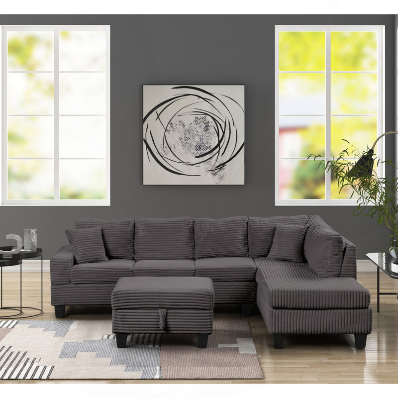 Canapé modulaire inclinable moderne en bois gris, Gris