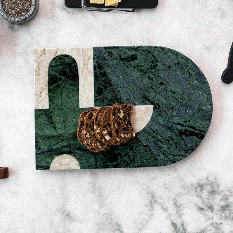 Compact Green Marble Cheese Slicer and Cutting Board