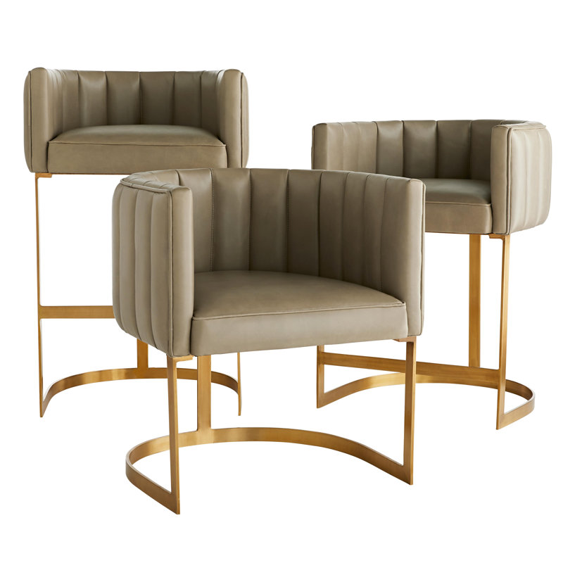 Morel Leather Antique Brass Modern Bar Stool 21"x38"