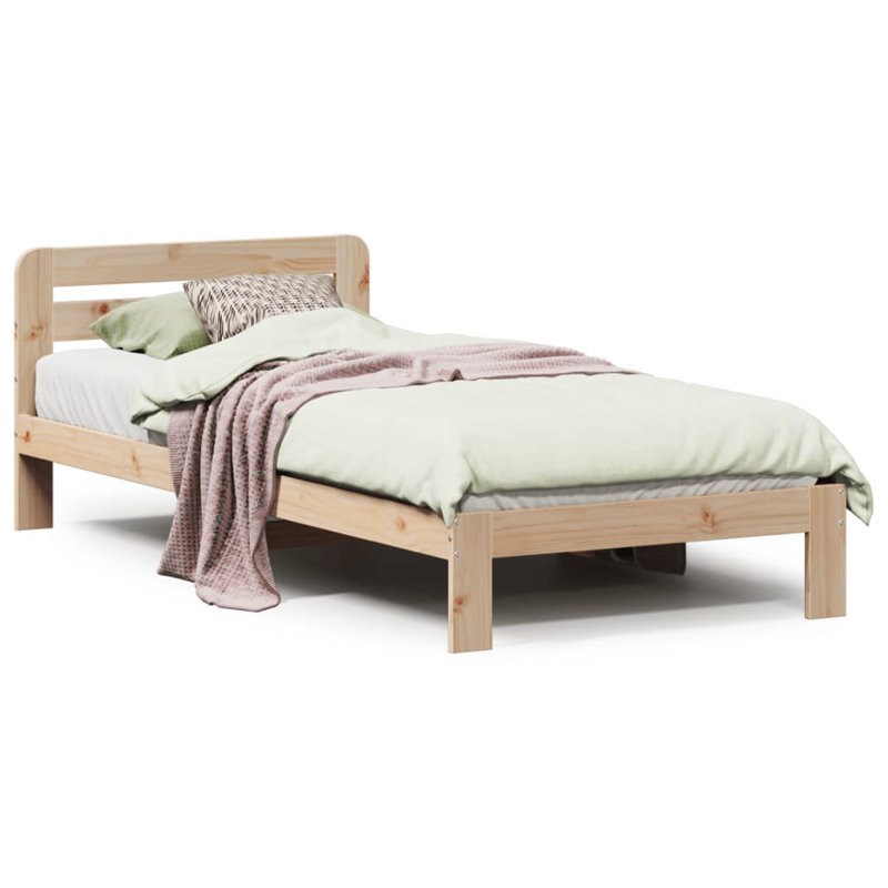 Tremaine Solid Wood Bed, Brown, 65.5cm H x 203.5cm W x 94cm D
