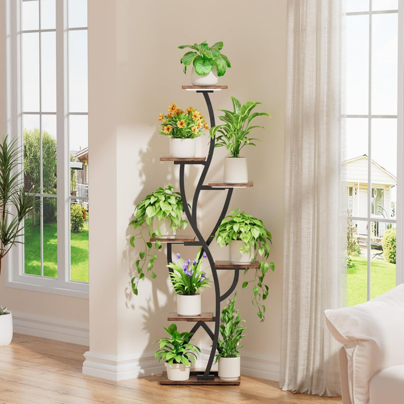 Rustic Plant Stand 7 Tiered Tall for House Patio