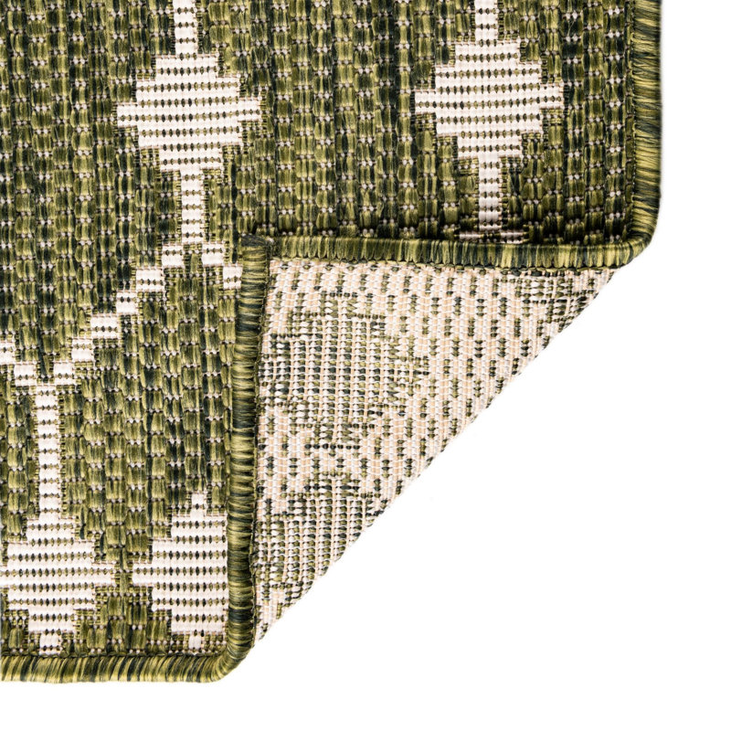 Green Traliccio Indoor/Outdoor Trellis Rug, Runner 2' x 7'10"