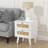 Cisse White Nightstand, Farmhouse Rattan Nightstand Wood Bedside Table with 2 Drawers End Table