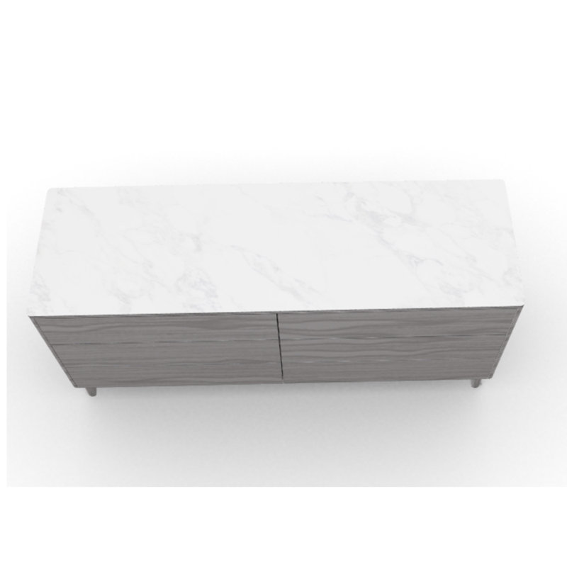 Boston Dresser with 6 Drawers, Smoke, White Marble Ceramic
