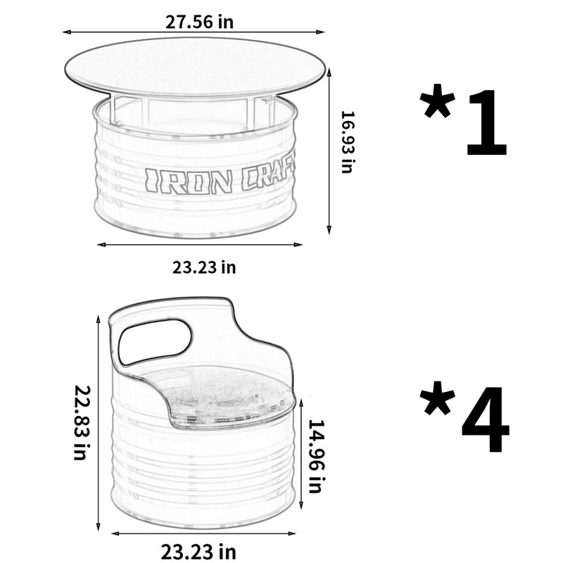 Ensemble repas rond 27,56 po, Orange, Orange / noir