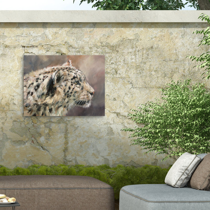 Toile d'extérieur David Stribble SNOW LEOPARD 86, H 14 po x l 19 po