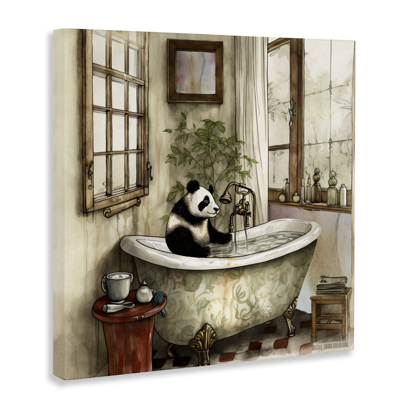 Toile Panda Bear Bath Time, design par Sasha, H 30 po x l 30 po