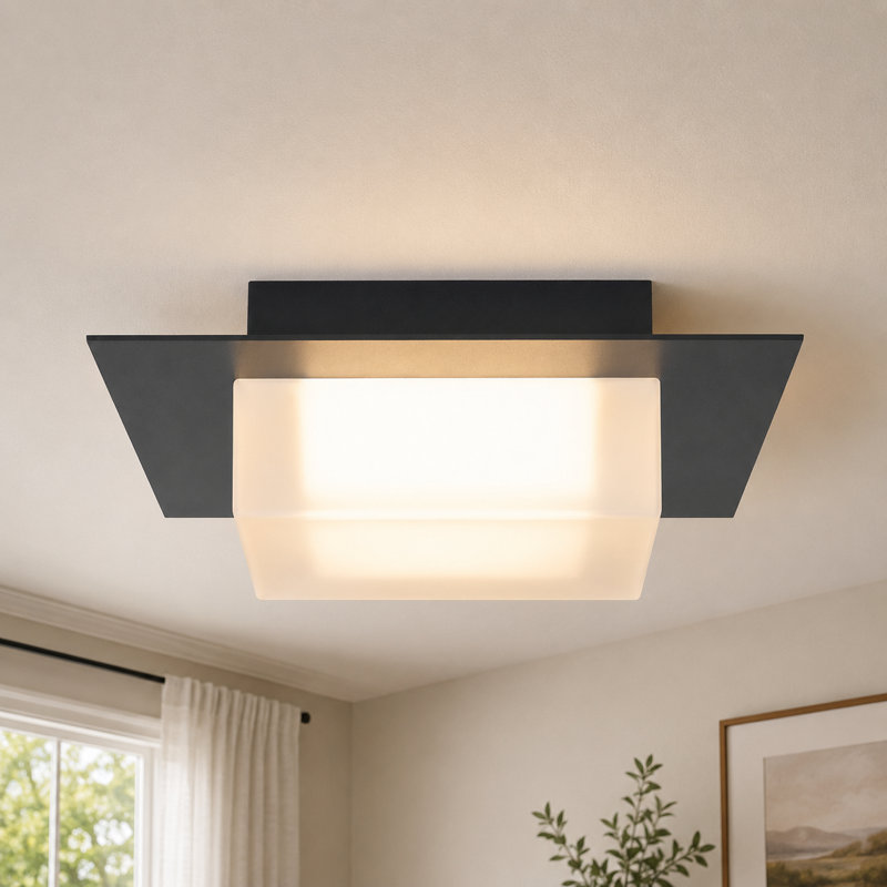 Plafonnier encastré carré 8 pouces LifeSky: éclairage de salle de bain à DEL à température de couleur réglable de 3 couleurs - Luminaire à intensité variable de 750 lumens pour couloir et placard avec diffuseur en acrylique gravé à l'eau-forte