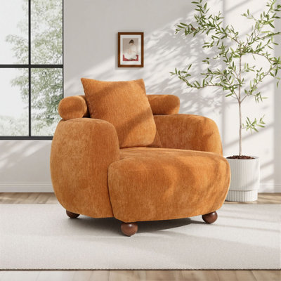 Fauteuil d'appoint 38 po de style nordique, fauteuil club rembourré en chenille pour le salon, la chambre à coucher ou le bureau