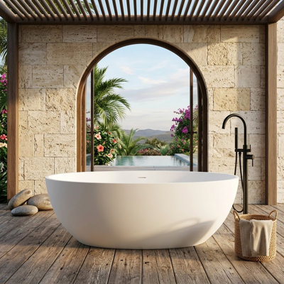 Baignoire de trempage autoportante en résine 61 po