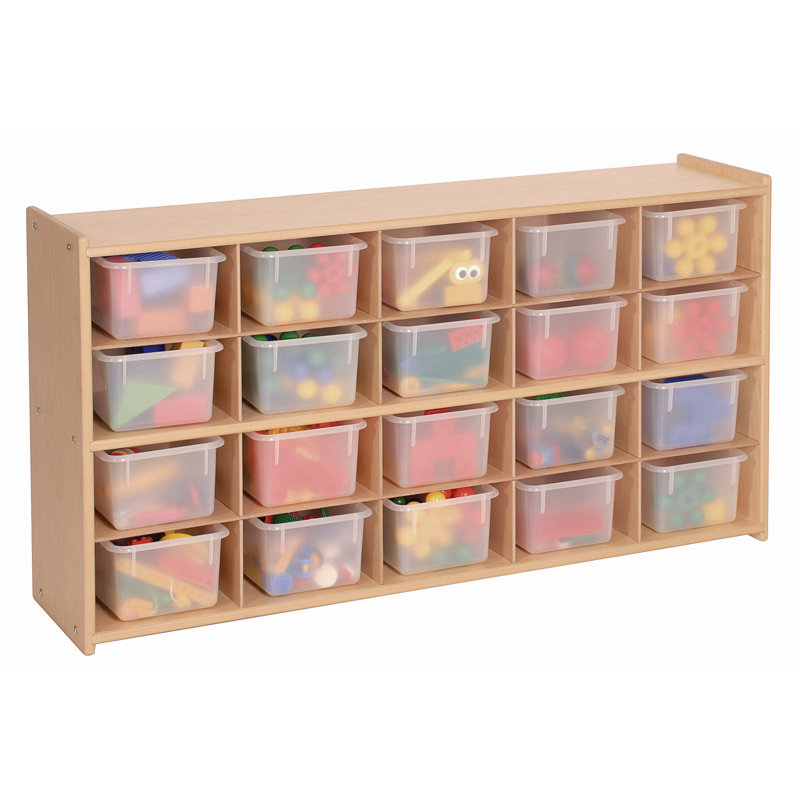 Maple Laminate 20-Cubby Kids Storage Unit with Rounded Corners