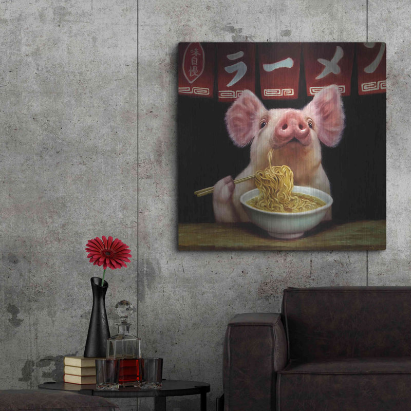 "Oodles Of Noodles" par Lucia Heffernan sur métal, H 36 po x l 36 po