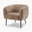 Villa Retro Upholstered Cocoon Tub Style Accent Armchair - Stylish Textured Fabric-1834975121