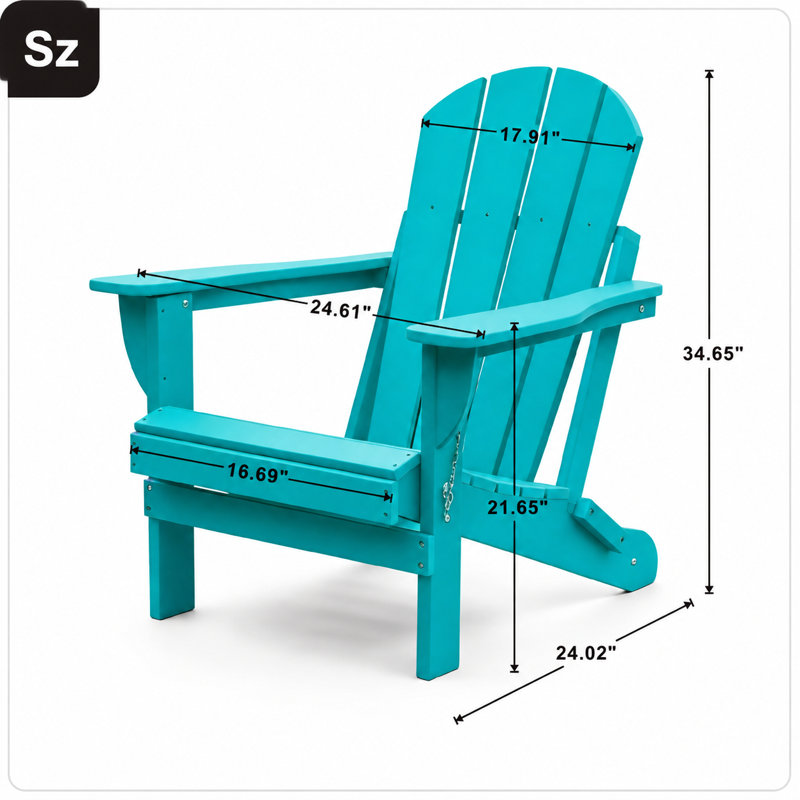 Folding Adirondack All-Weather Outdoor Chair, Wood-Like Textured Patio Seating Suitable for Backyard Relaxation, Camping Trips, Garden Gatherings, Pool Side Lounging, Fire Pit Socials, Porch Lounging, and Balcony Use