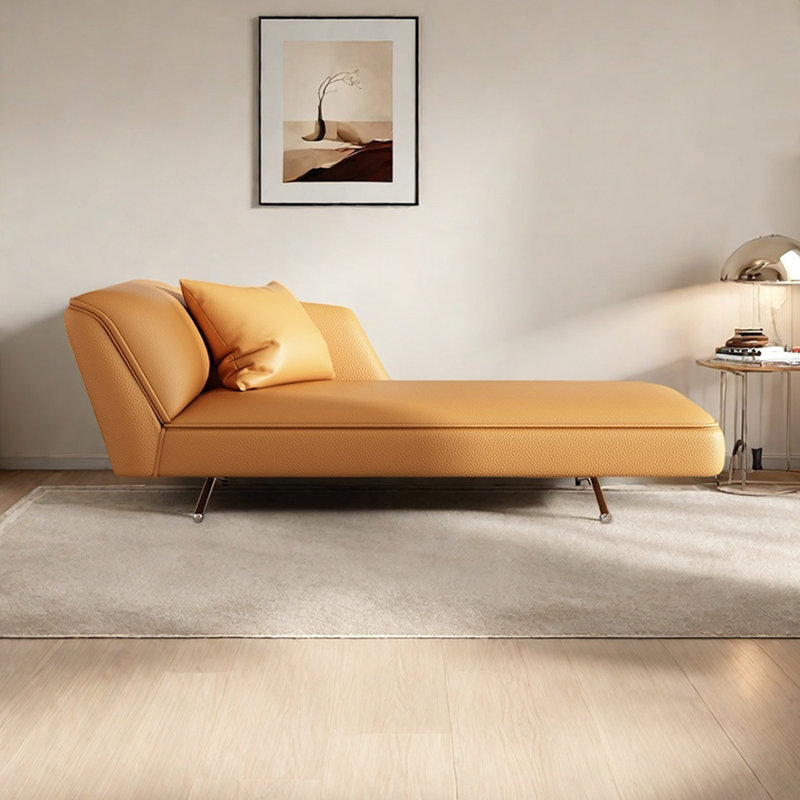 Méridiennes en cuir pour chambre à coucher, Orange, Orienté à gauche (vu de face)
