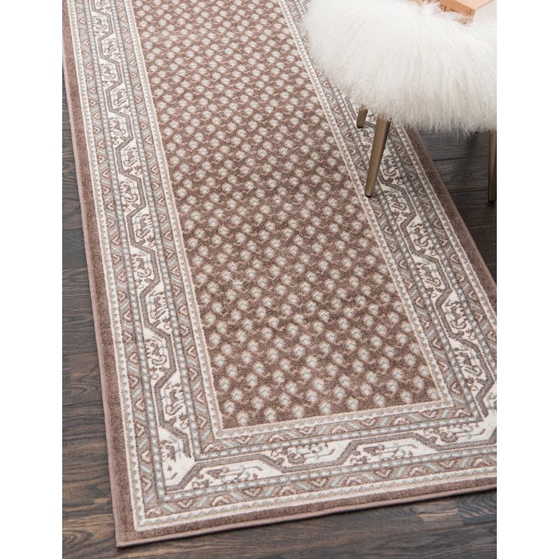 Swinson Geometric Area Rug, Runner 2'9" x 9'10", Brown