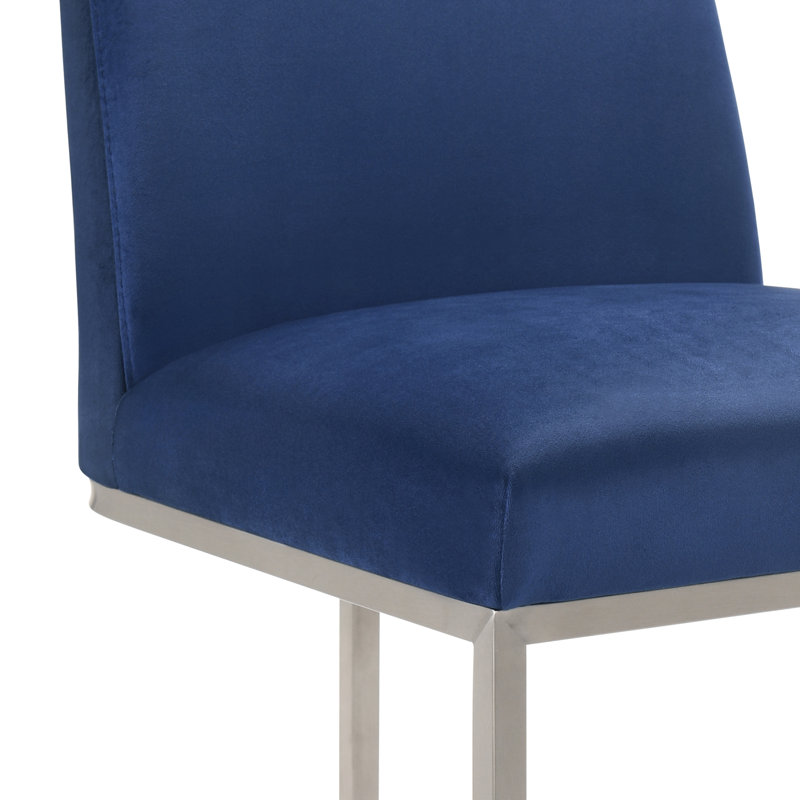 Tabouret Harrill, Bleu, Tabouret de comptoir (siège d'une hauteur de 26 p, Argent